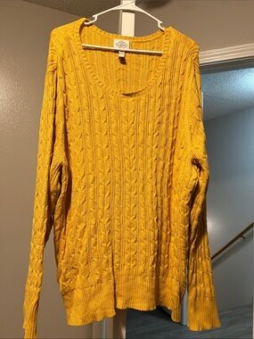 St. John's Bay Mustard Cable Scoop Neck Sweater
